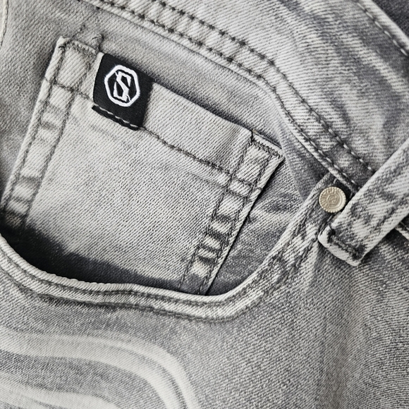 Skinny Fit Men's Gray Shorts with Stretch Size 32 - Picture 8 of 14